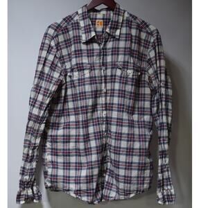 Hugo Boss Orange Plaid Button Up Shirt Mens XXL Red Blue White